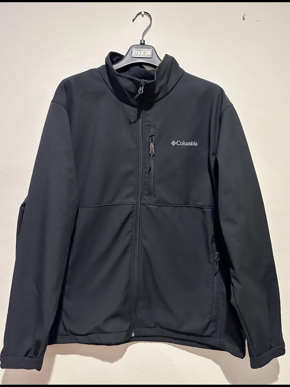 Columbia Mens Ascender Softshell Jacket Mens Black Full Zip Water Wind Resistant